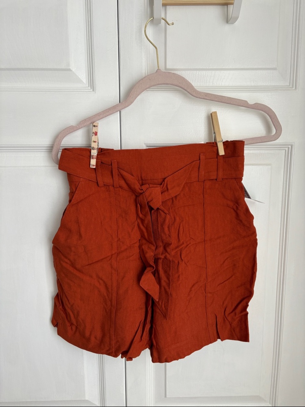 Maurices High-Waist Rust Tie Front Paperbag Shorts
